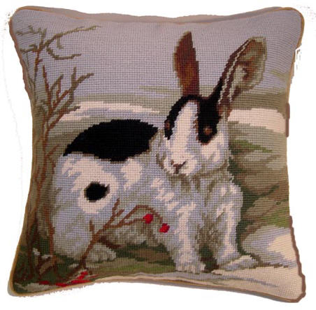 needlepoint bunny pillow